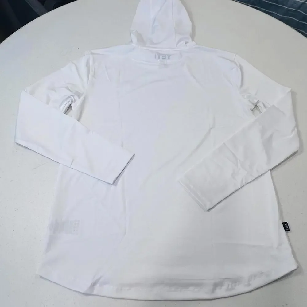 Yeti Hooded Long Sleeve Sunshirt Womens White Pink Logo Large NWT - Picture 6 of 6